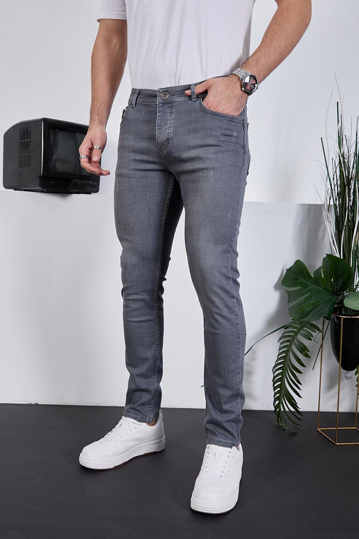 Erkek Likralı Denim Skinny Fit Süper Dar Jeans