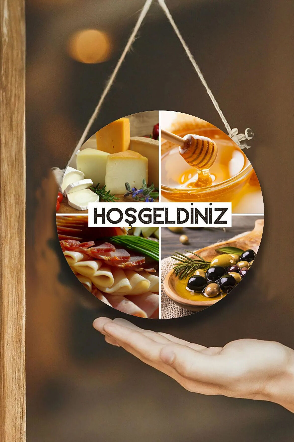 Şarküteri Market Kapı Duvar Pano Karşılama Tabelası, Kahvaltı, Mandıra Dükkan Karşılama Süs Tablosu