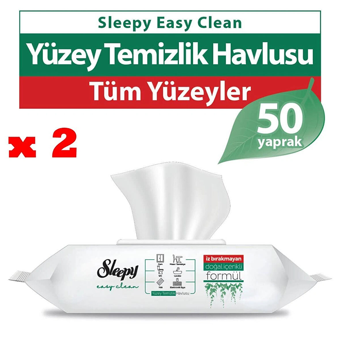 Sleepy Easy Clean Yüzey Temizlik Havlusu 50 Yaprak