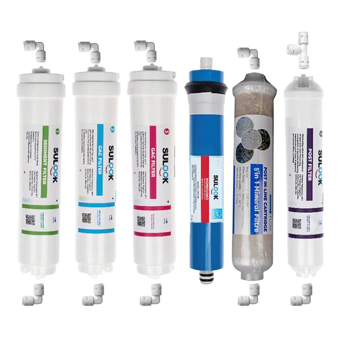 Kapalı Kasa Su Arıtma Cihazlarına Uyumlu 6'lı Filtre Seti, 10 Aşamalı Sulook Membranlı