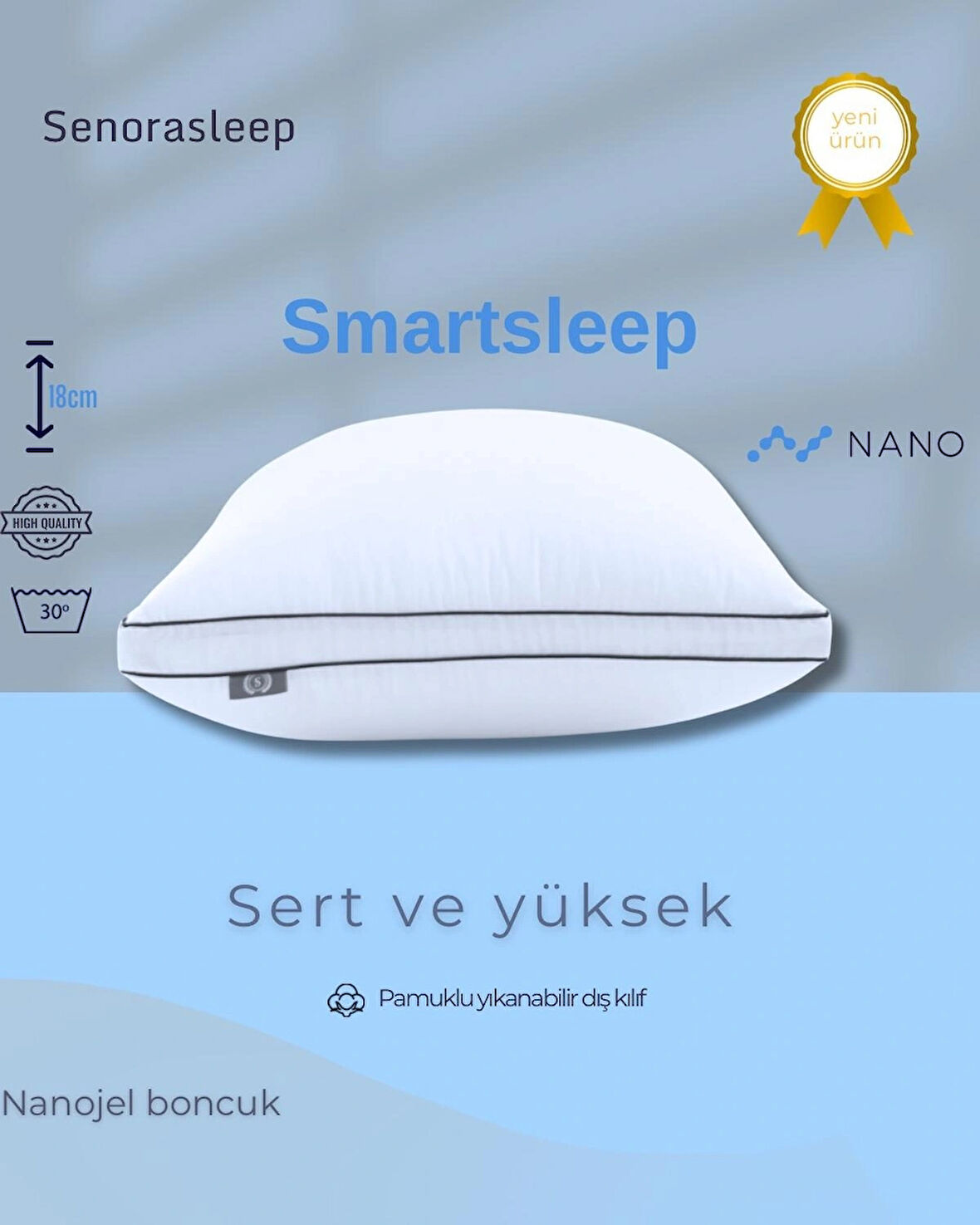 SMARTSLEEP SERT VE YÜKSEK YASTIK ( ayarlanabilir nano boncuk iç dolgu)