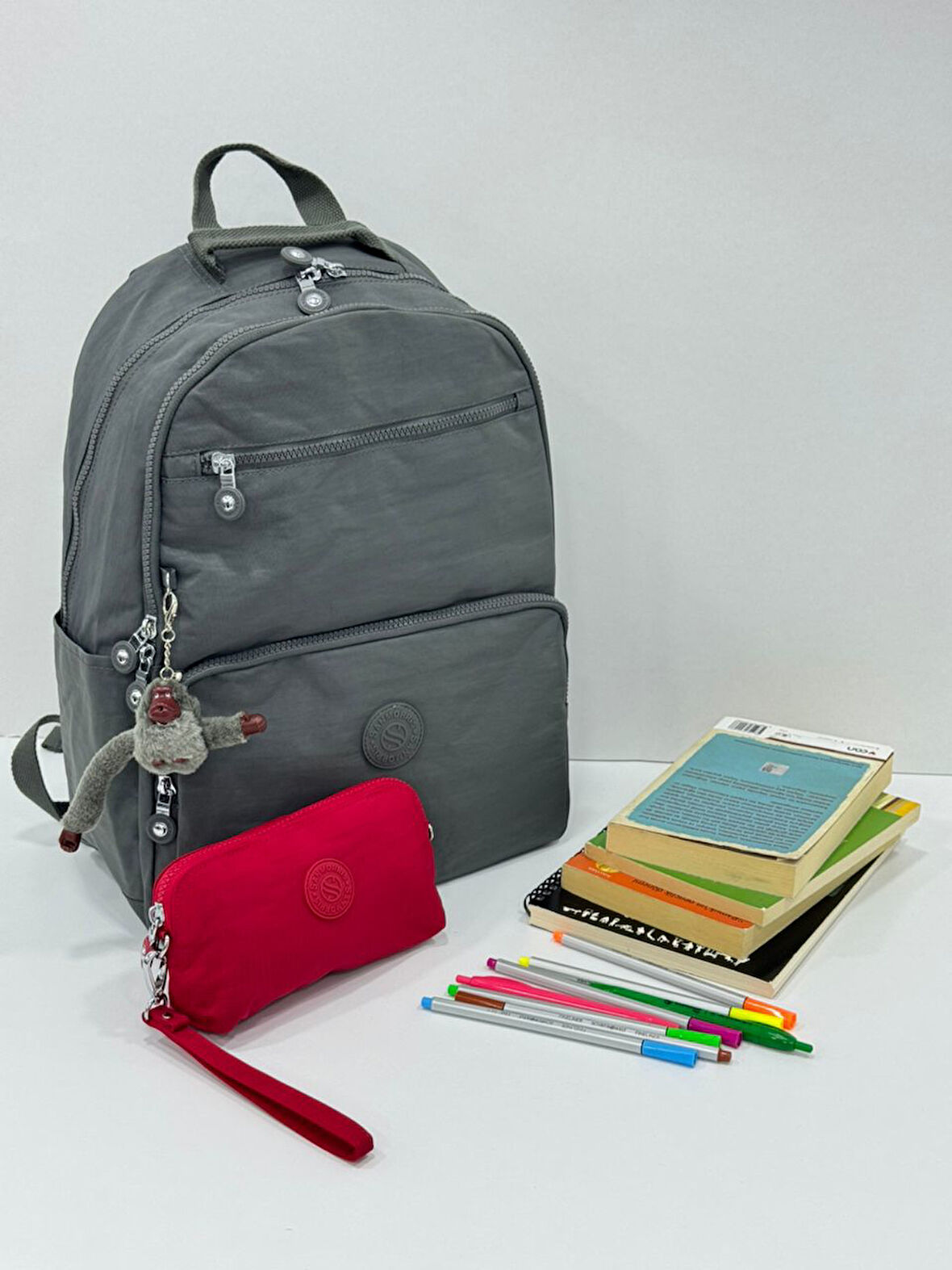 Unisex Suya Dayanıklı Krinkıl Kumaş Laptop Bölmeli Sırt Çantası Ve Askılı Kalemlik