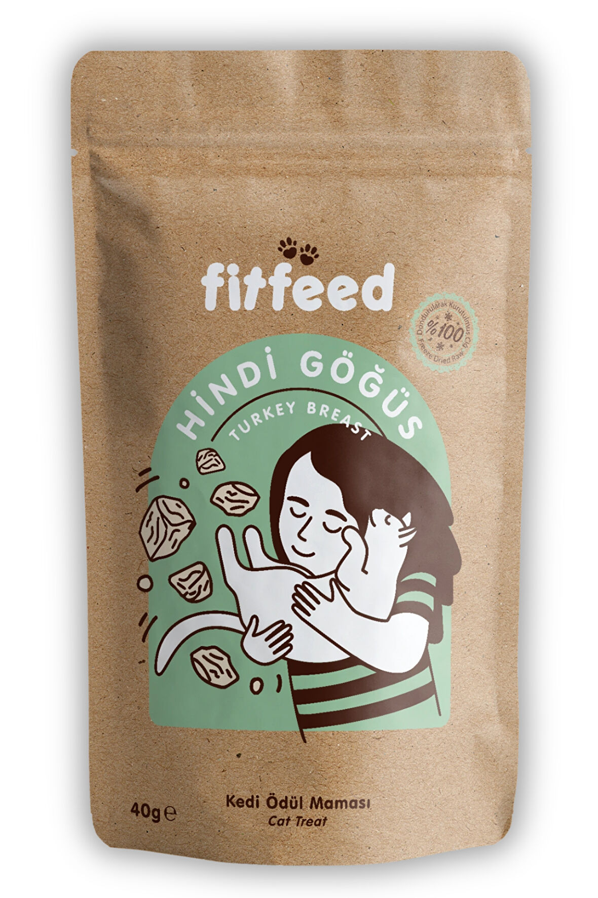 Freeze-Dried Çiğ Hindi Göğüs Kedi Ödülü 40g