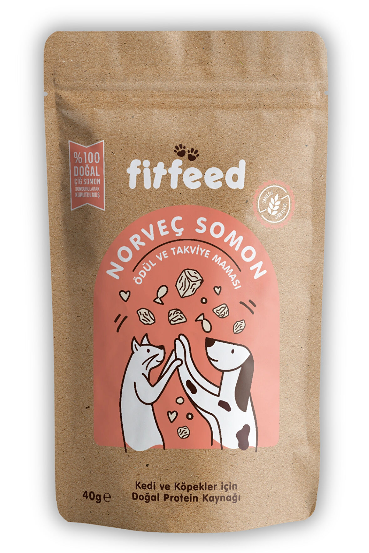Freeze-Dried Çiğ Norveç Somon Kedi ve Köpek Ödülü 40g