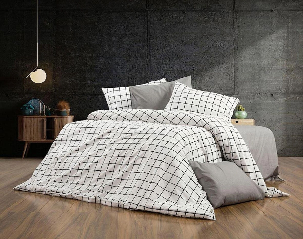 Home Concept Pamuklu Çift Kişilik Nevresim Takımı Bırd Beyaz