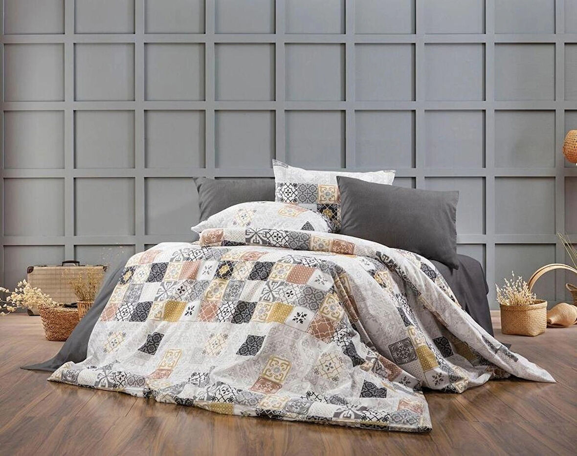 Home Concept Pamuklu Çift Kişilik Nevresim Takımı Elvan Gri