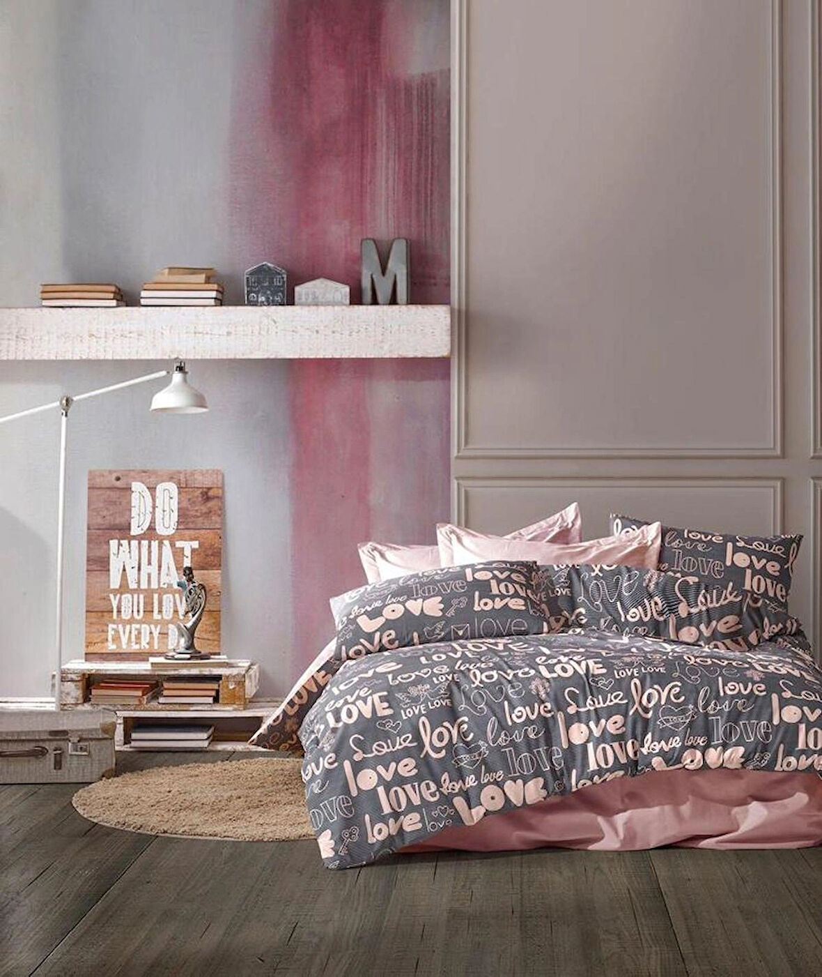 Home Concept Pamuklu Çift Kişilik Nevresim Takımı Love