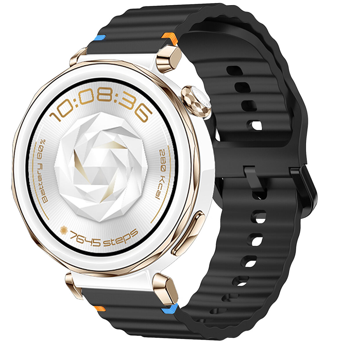 Huawei Watch GT5 Pro 42mm İle Uyumlu Dalga Desenli Tokalı Yumusaş Soft Silikon Kordon