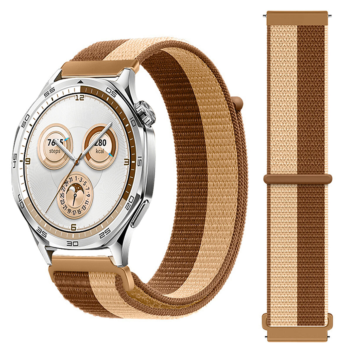 Huawei Watch GT5 46mm GT4 46mm İle Uyumlu Ayarlanabilir Cırt Cırtlı Yumuşak Spor Kumaş Örgü Kordon