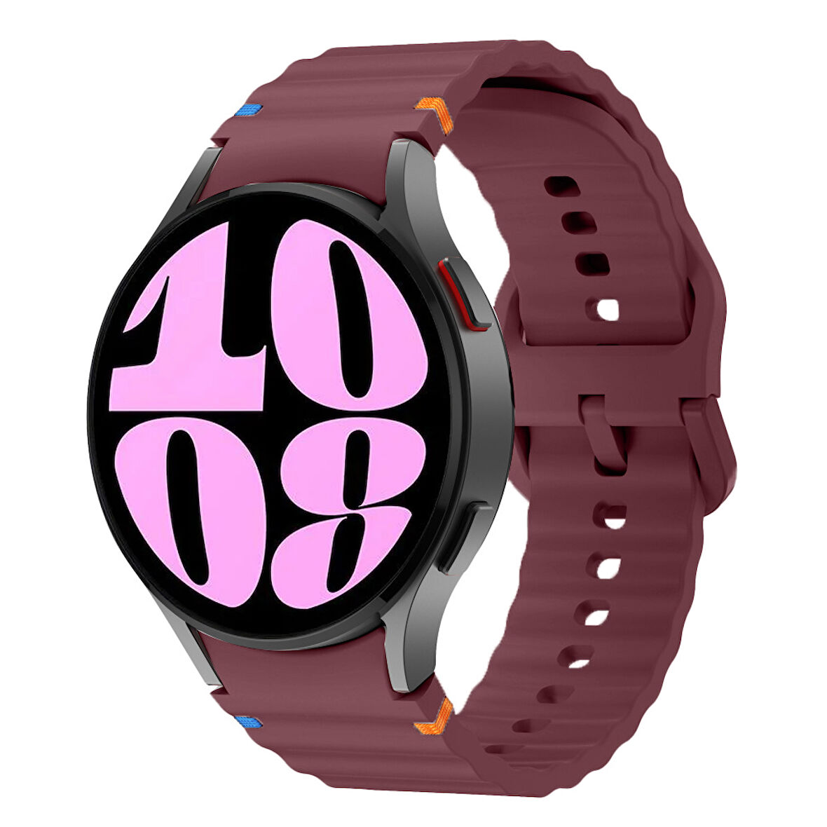 Samsung Galaxy Watch 6 40-43-44-47mm İle Uyumlu Metal Tokalı Dalgalı Spor Silikon Kordon