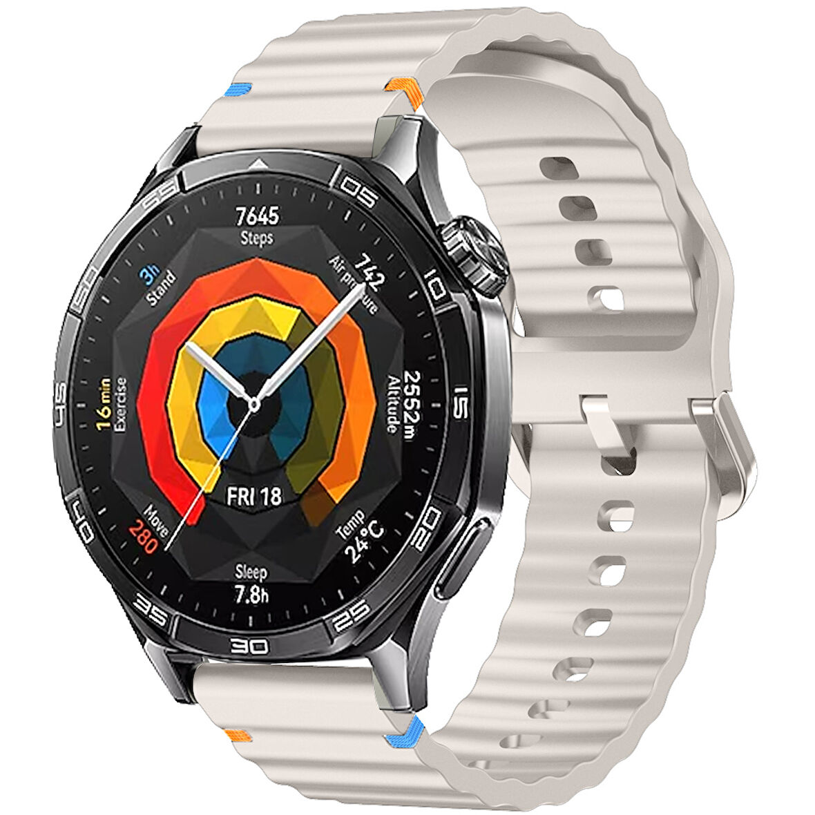 Huawei Watch GT5 Pro 46mm İle Uyumlu Dalga Desenli Tokalı Yumusaş Soft Silikon Kordon