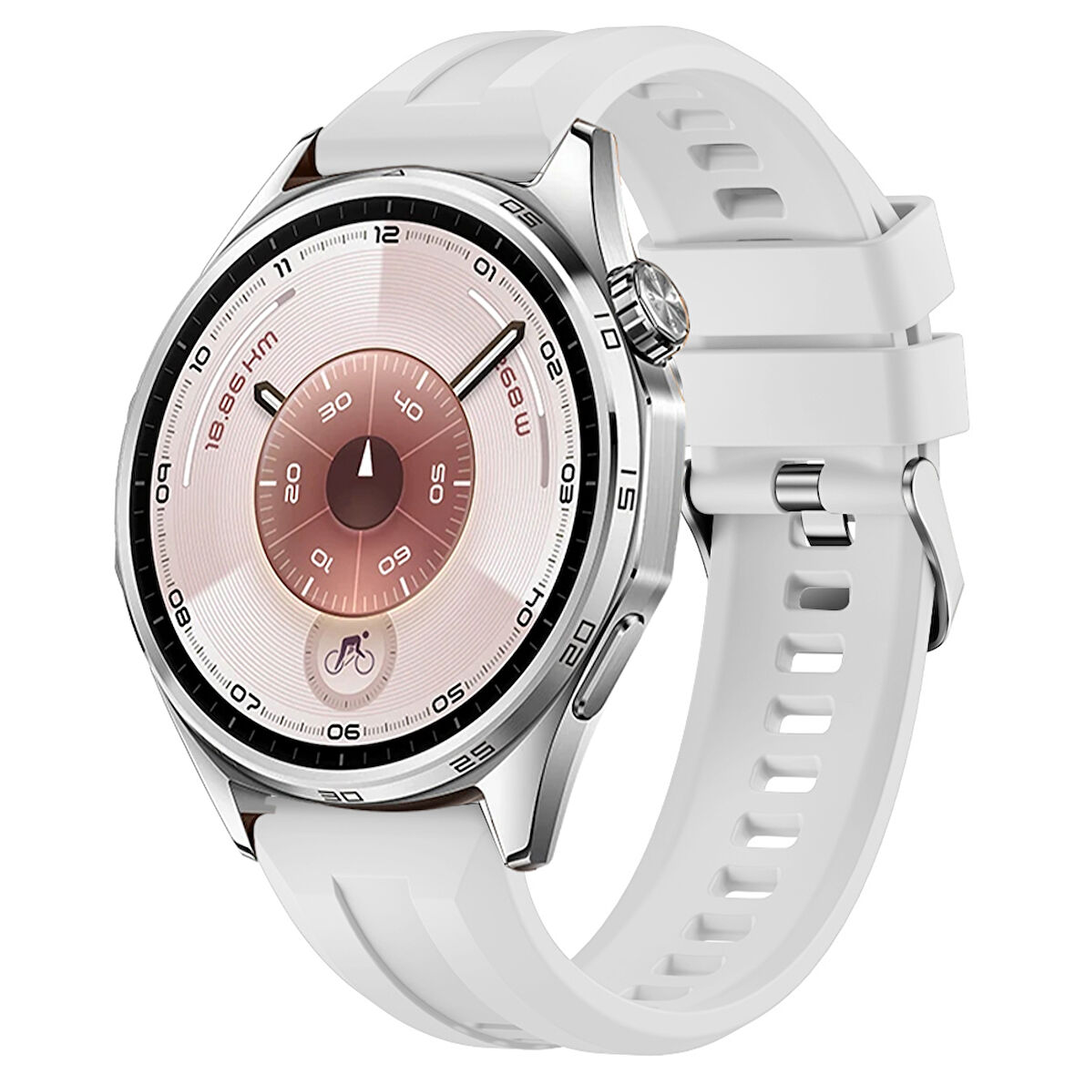 Sneezy Huawei Watch GT6 46mm İle Uyumlu Spor Silikon Metal Tokalı Soft Saat Kordonu