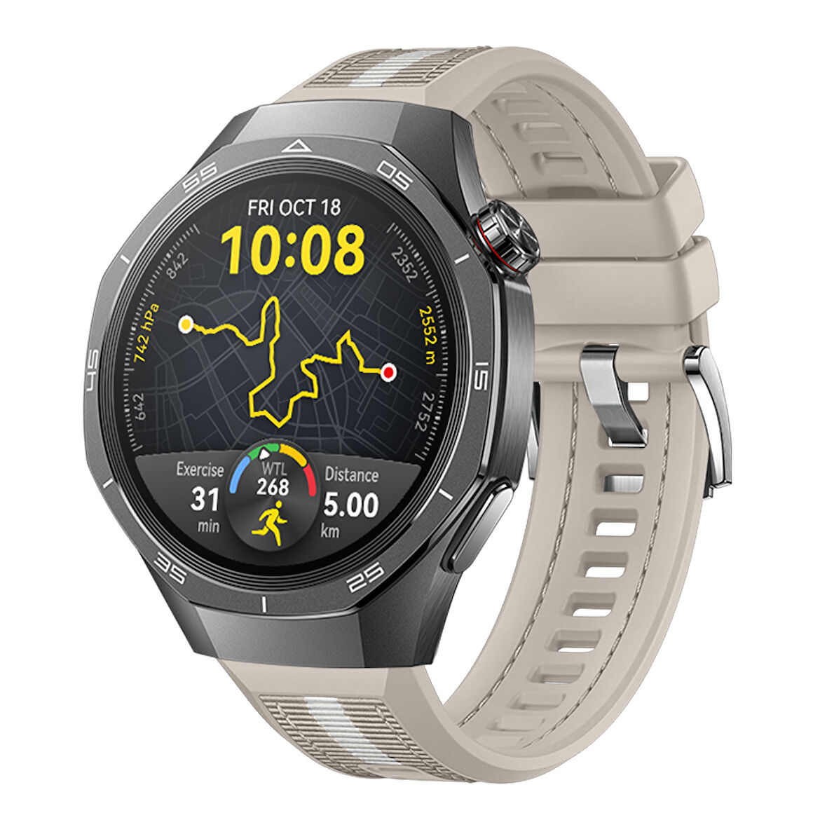 Huawei Watch GT5 Pro 46mm İle Uyumlu SportStripe Örgü Desen Metal Tokalı Silikon Akıllı Saat Kordonu