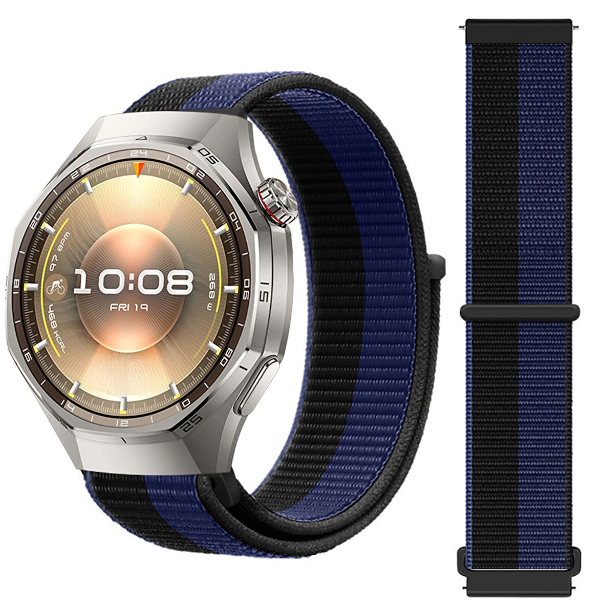 Huawei Watch GT6 Pro 46mm İle Uyumlu Ayarlanabilir Cırt Cırtlı Yumuşak Spor Kumaş Örgü Kordon