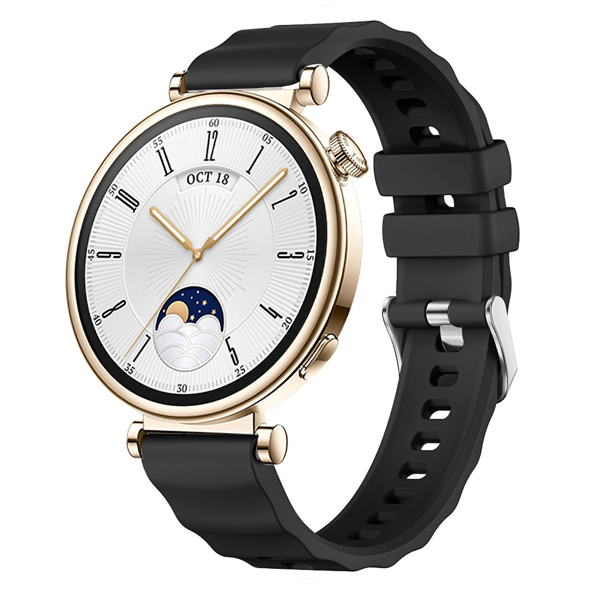 Sneezy Huawei Watch GT4 41mm İle Uyumlu SoftFlex Metal Tokalı Spor Silikon Akıllı Saat Kordonu