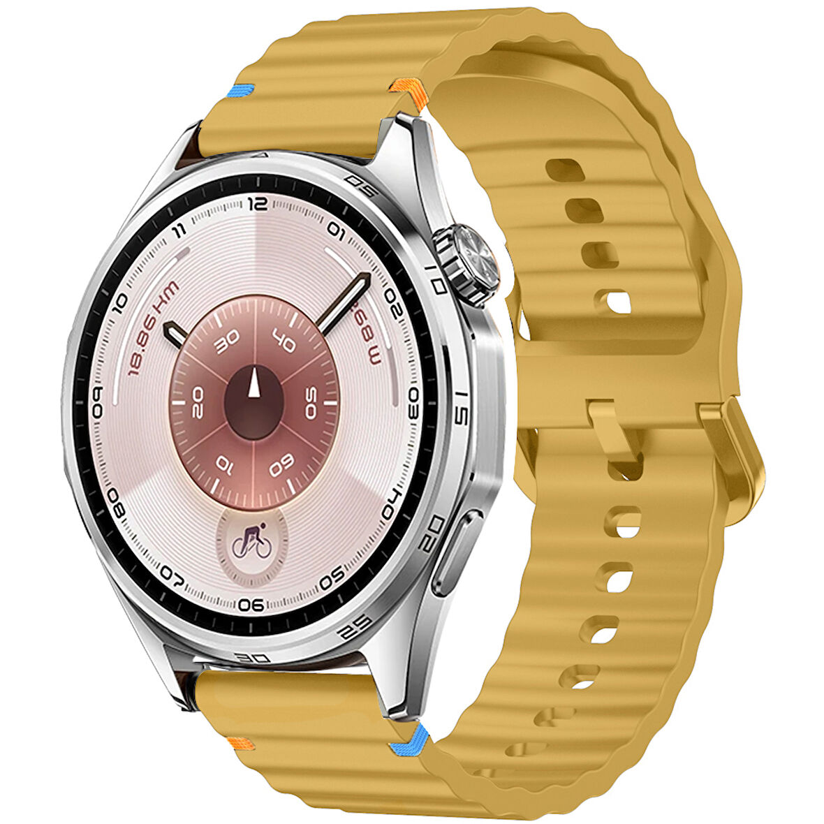 Huawei Watch GT6 46mm İle Uyumlu Dalga Desenli Tokalı Yumusaş Soft Silikon Kordon