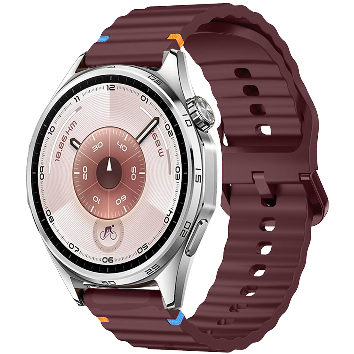 Huawei Watch GT6 46mm İle Uyumlu Dalga Desenli Tokalı Yumusaş Soft Silikon Kordon