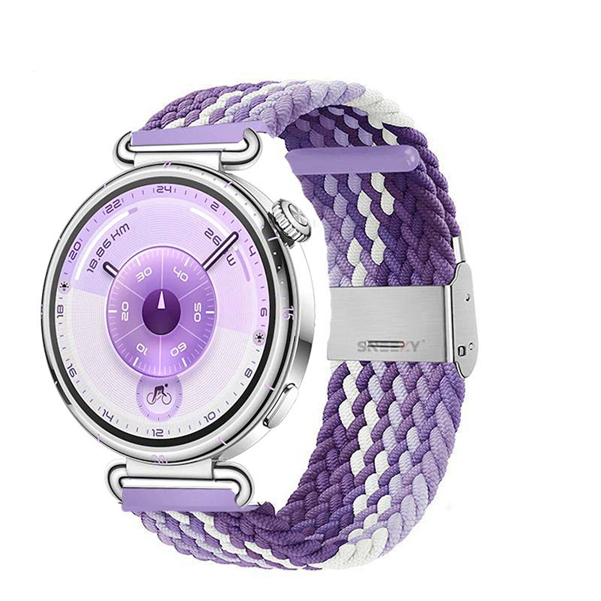 Sneezy Huawei Watch GT6 41mm İle Uyumlu Metal Klips Solo Fiberlink Kumaş Örgü Kordon