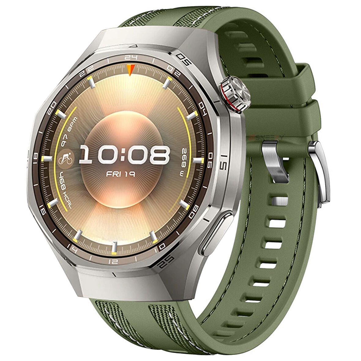 Sneezy Huawei Watch GT6 Pro 46mm ile Uyumlu Metal Tokalı Dikiş Detaylı Şık Dokuma Silikon Kordon