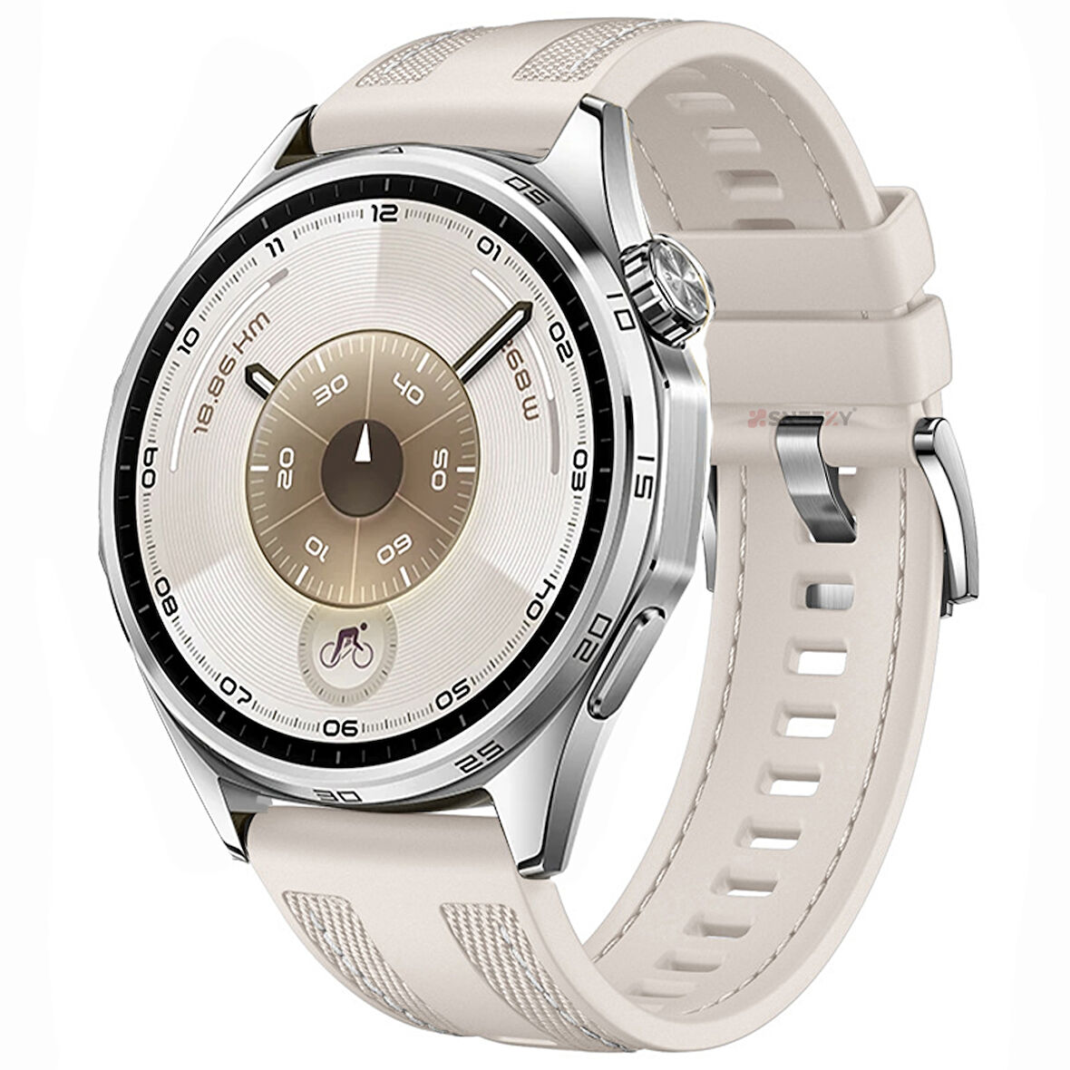 Sneezy Huawei Watch GT6 46mm ile Uyumlu Metal Tokalı Dikiş Detaylı Şık Dokuma Silikon Kordon