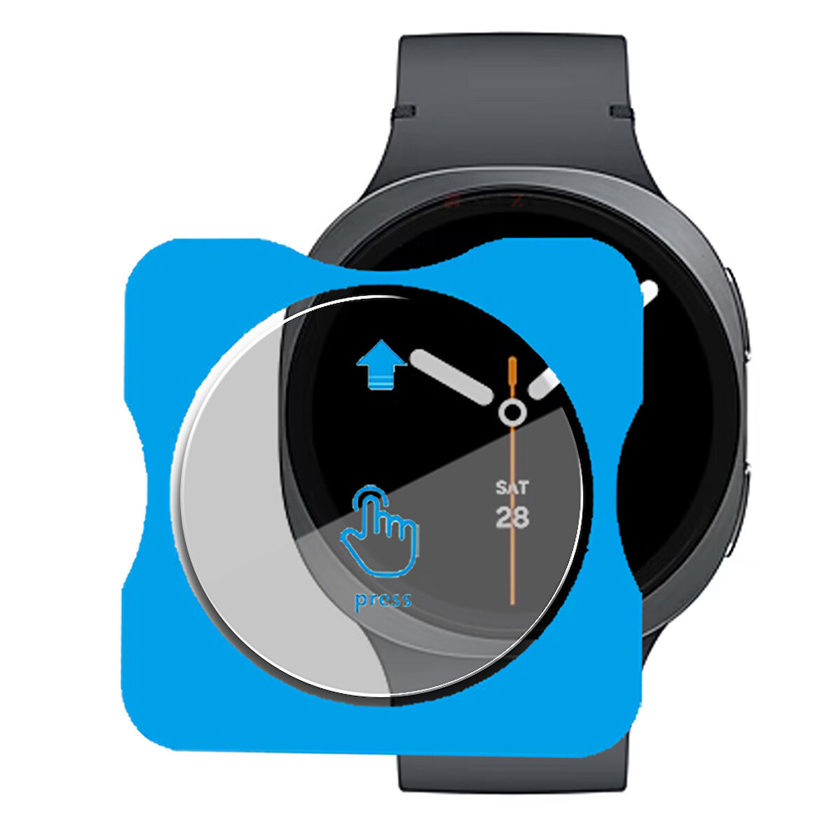 Samsung Watch 8 44mm Uyumlu Kolay Takılabilir Takma Aparatlı Temperli Cam Ekran Koruyucu