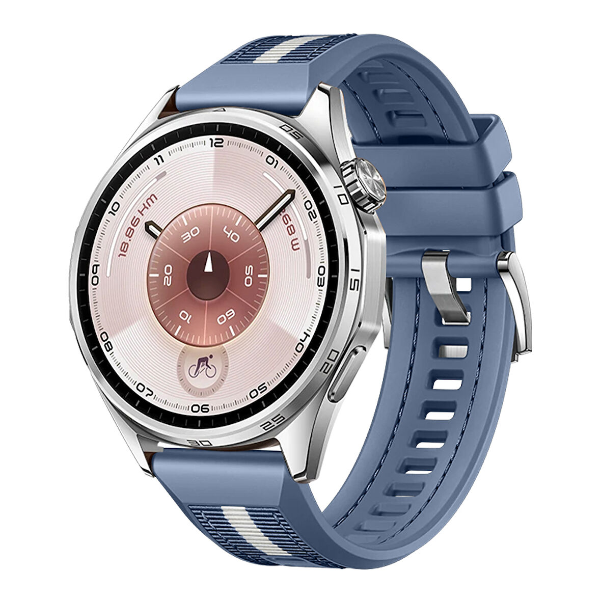 Huawei Watch GT6 46mm İle Uyumlu SportStripe Örgü Desen Metal Tokalı Silikon Akıllı Saat Kordonu