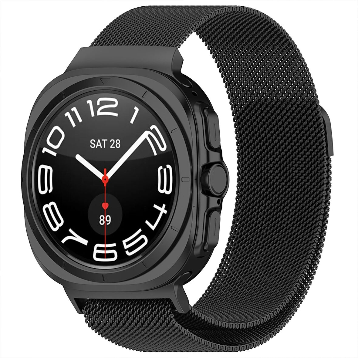 Samsung Galaxy Watch Ultra 47mm İle Uyumlu Milanese Paslanmaz Manyetik Tokalı Metal Hasır Kordon