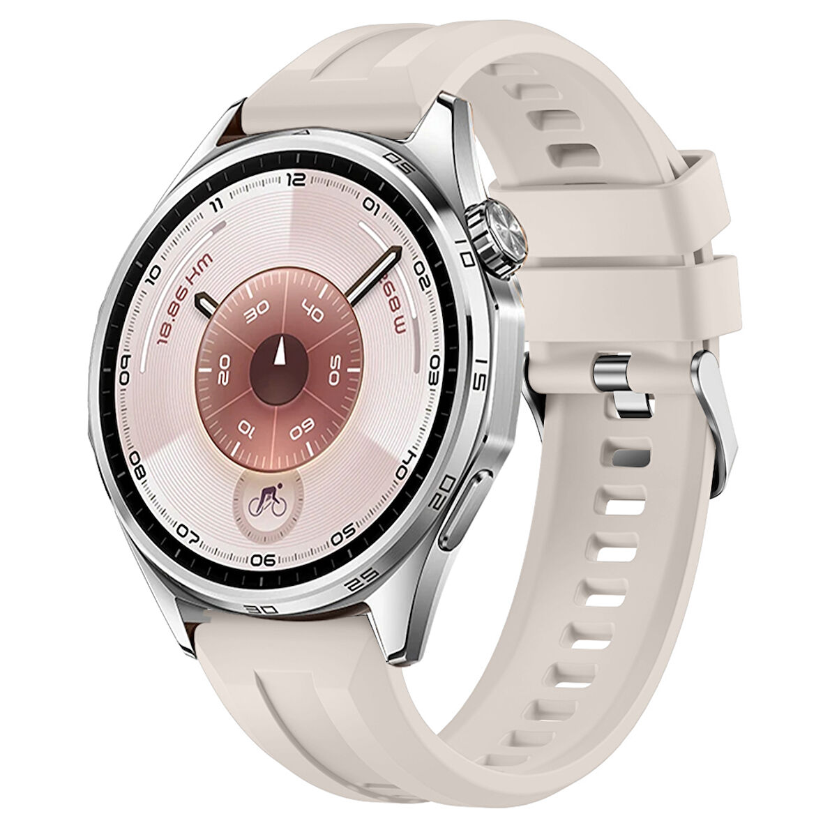 Sneezy Huawei Watch GT6 46mm İle Uyumlu Spor Silikon Metal Tokalı Soft Saat Kordonu