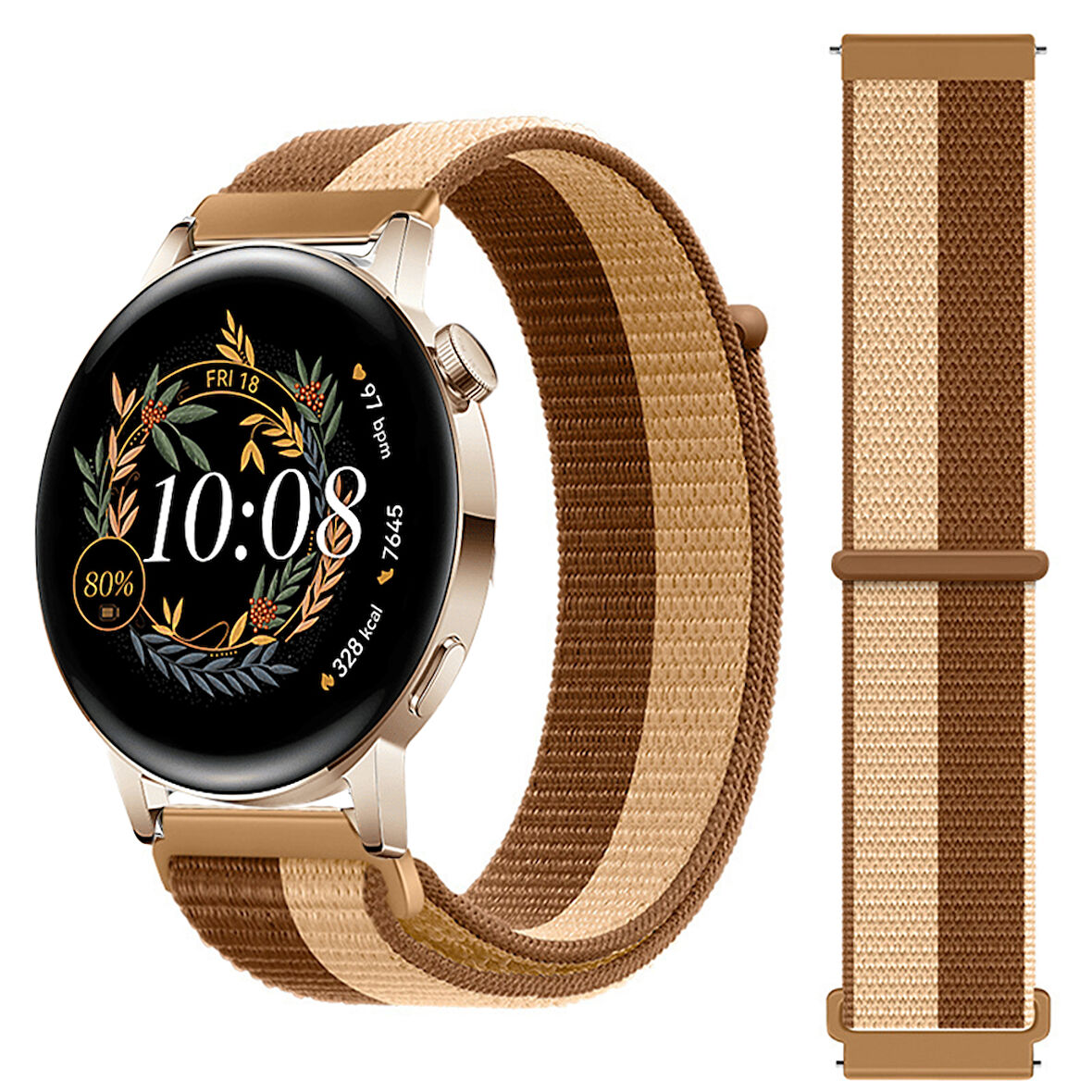 Huawei Watch GT3 42mm GT2 42mm İle Uyumlu Ayarlanabilir Cırt Cırtlı Yumuşak Spor Kumaş Örgü Kordon