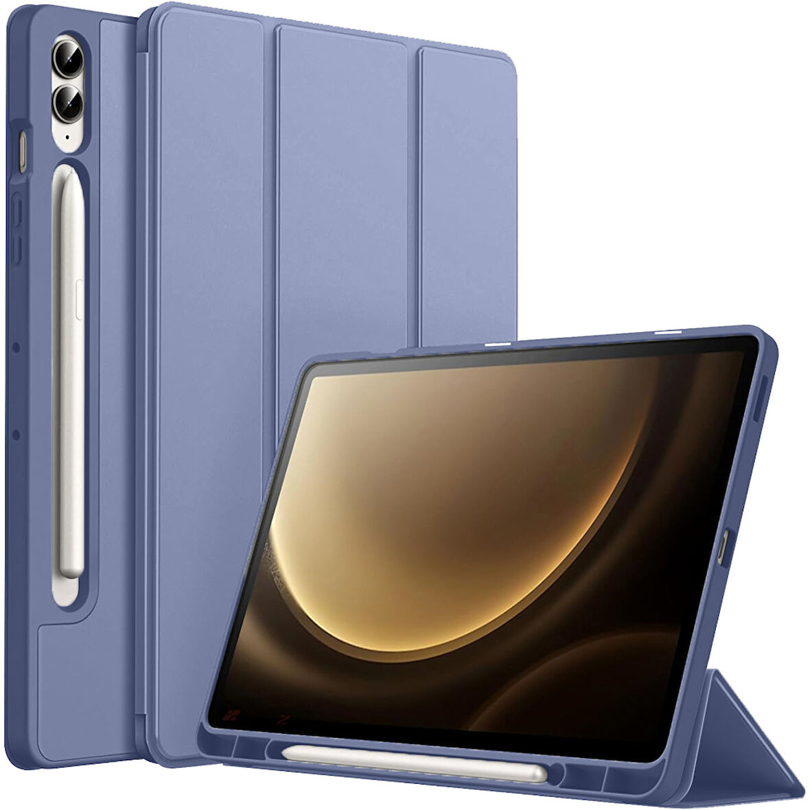 Samsung Galaxy Tab S9 Fe Plus X610 12.4 İnç Kılıf Premium Silikon Kalem Bölmeli Smart Case