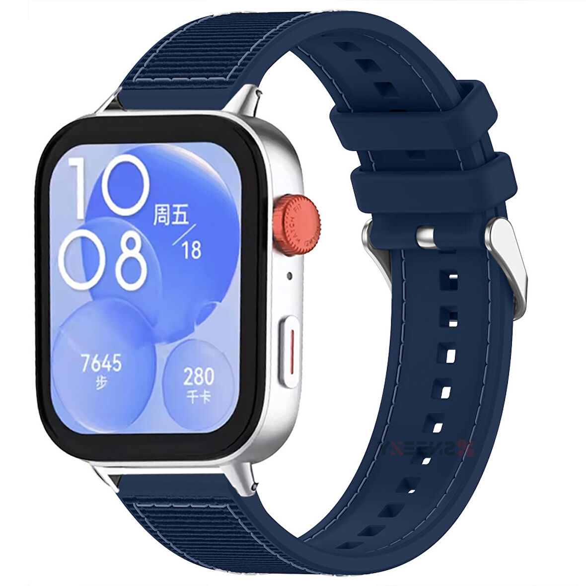 Huawei Watch Fit 3 İle Uyumlu Dikiş Desenli Dokuma Silikon Kordon