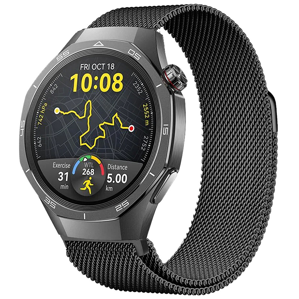 Huawei Watch GT5 Pro 46mm Uyumlu Manyetik Milanese Loop Metal Kordon 