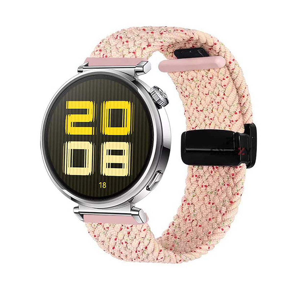 Sneezy Huawei Watch GT5 41mm İle Uyumlu FiberLink Manyetik Tokalı Kumaş Örgü Kordon