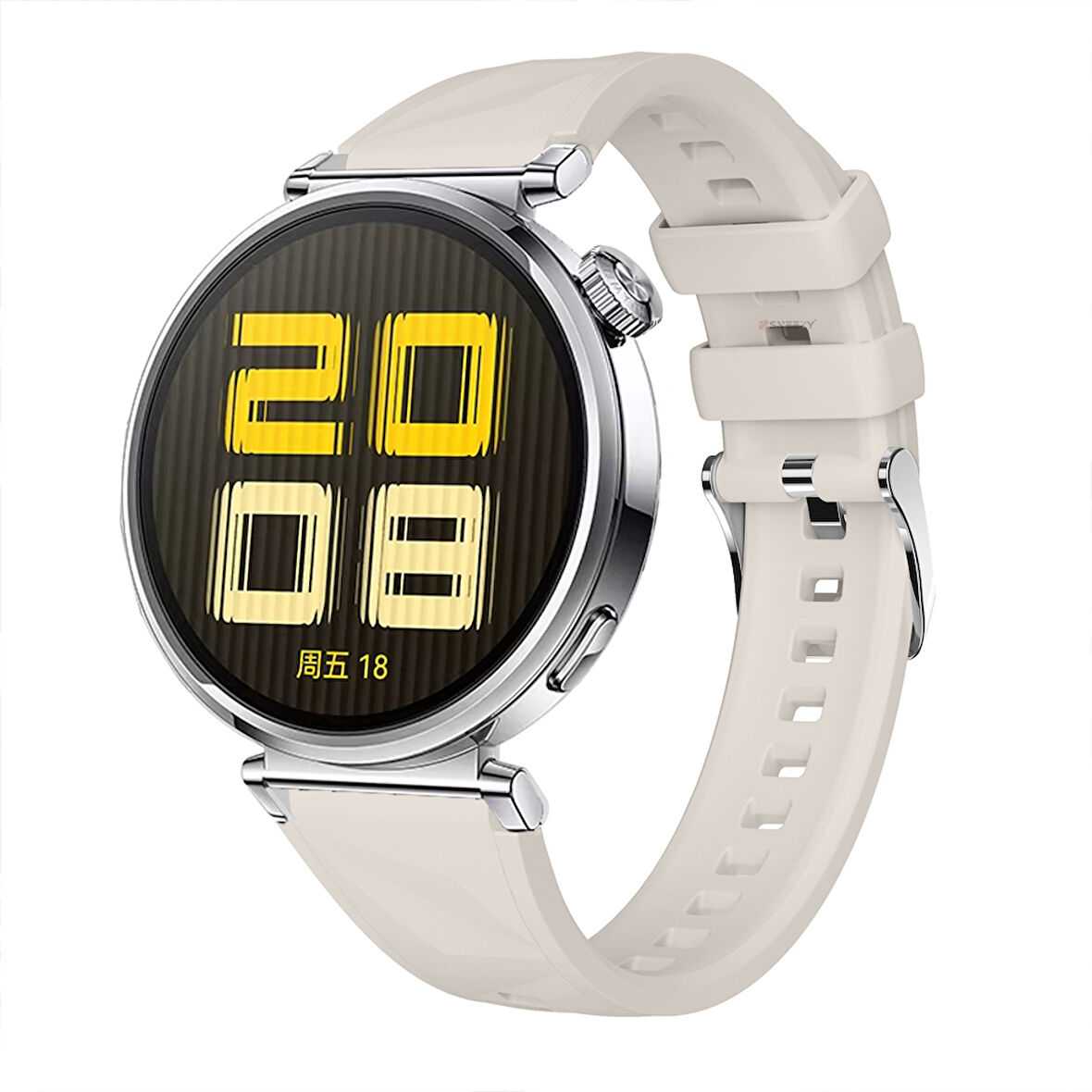 Sneezy Huawei Watch GT4 41mm İle Uyumlu Prism Metal Tokalı Soft Yumuşak Silikon Kordon