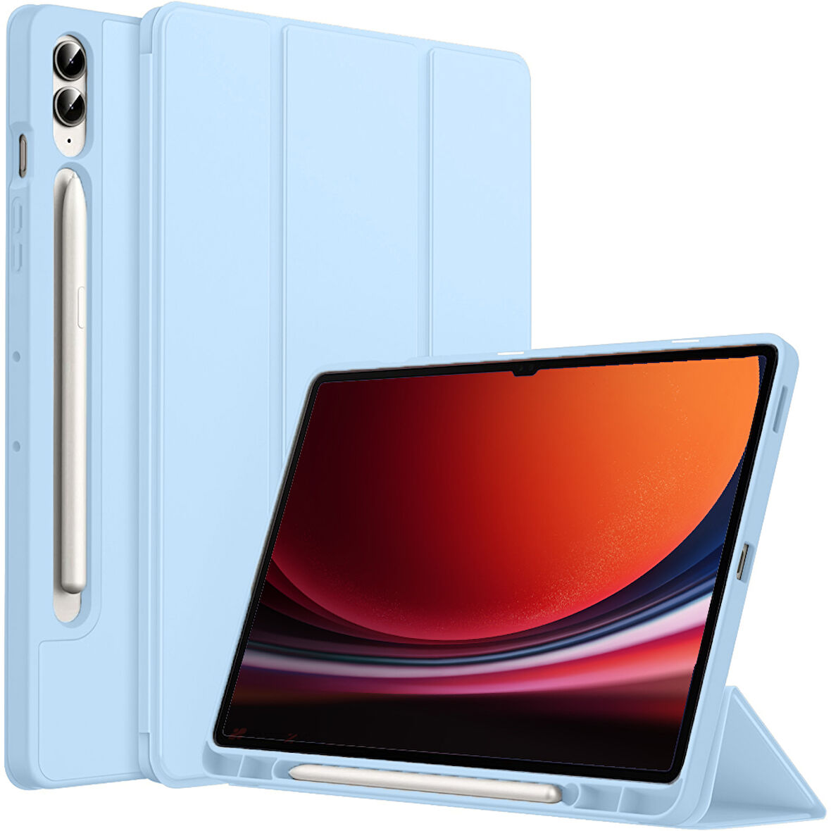 Samsung Galaxy Tab S9 Plus X810 12.4 İnç Kılıf Premium Silikon Kalem Bölmeli Smart Case