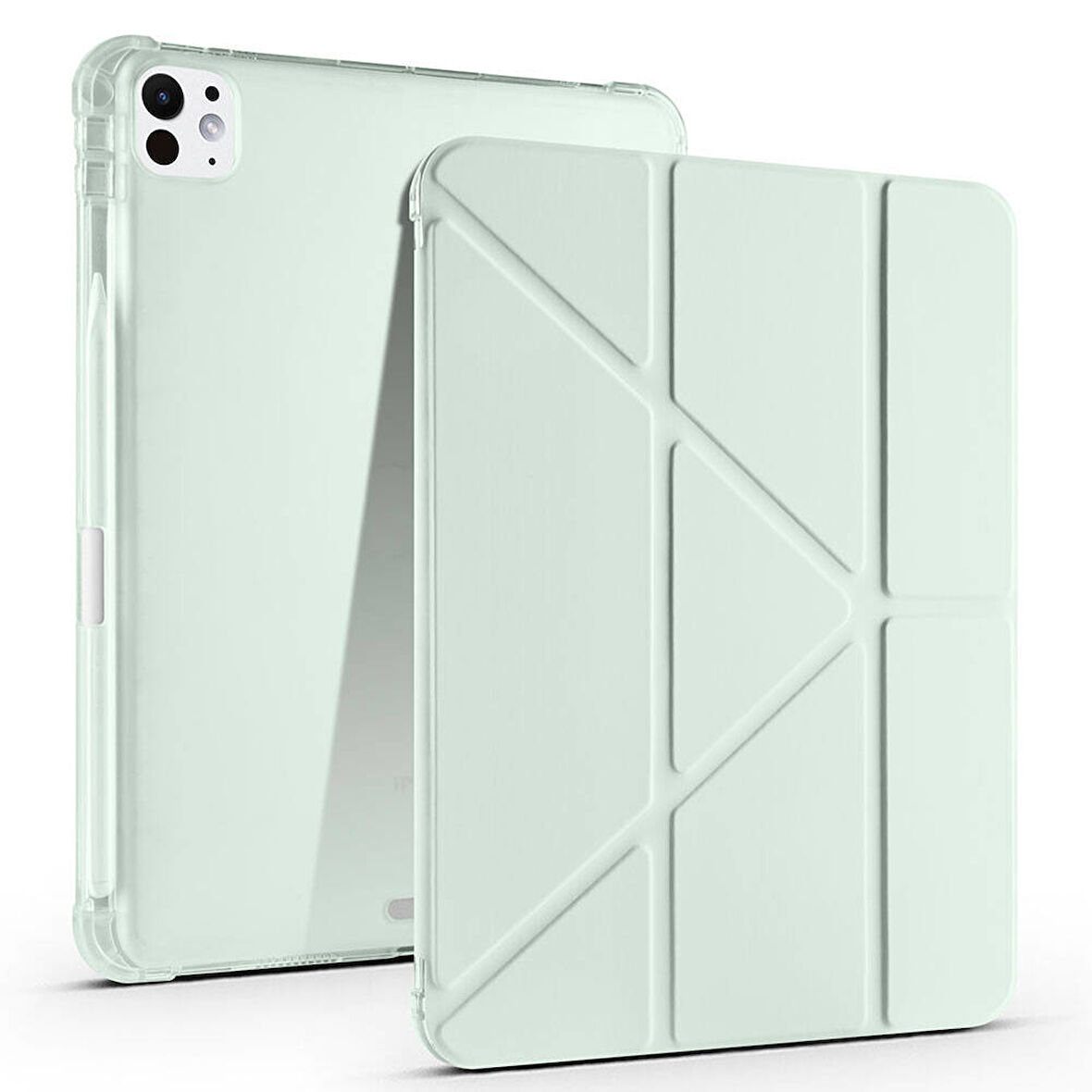 iPad Pro 11 inç M5 2025 Uyumlu Kılıf Üçgen Katlanabilir Kalem Şarj Bölmeli Kılıf A2836 A2837 A3006