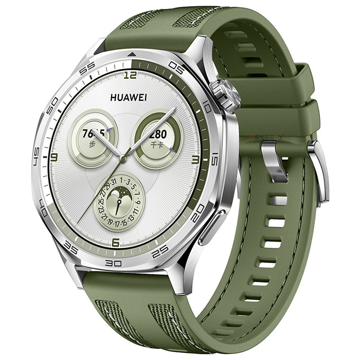 Sneezy Huawei Watch GT4 46mm ile Uyumlu Metal Tokalı Dikiş Detaylı Şık Dokuma Silikon Kordon