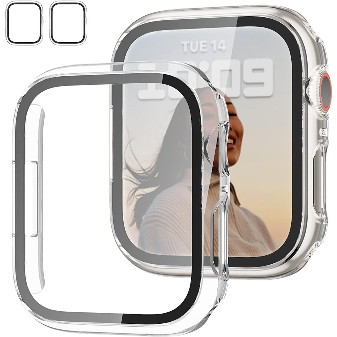 Apple Watch Series 10 42mm Uyumlu Starlight 360 Derece Koruma ve Temperli Cam Ekran Koruyucu