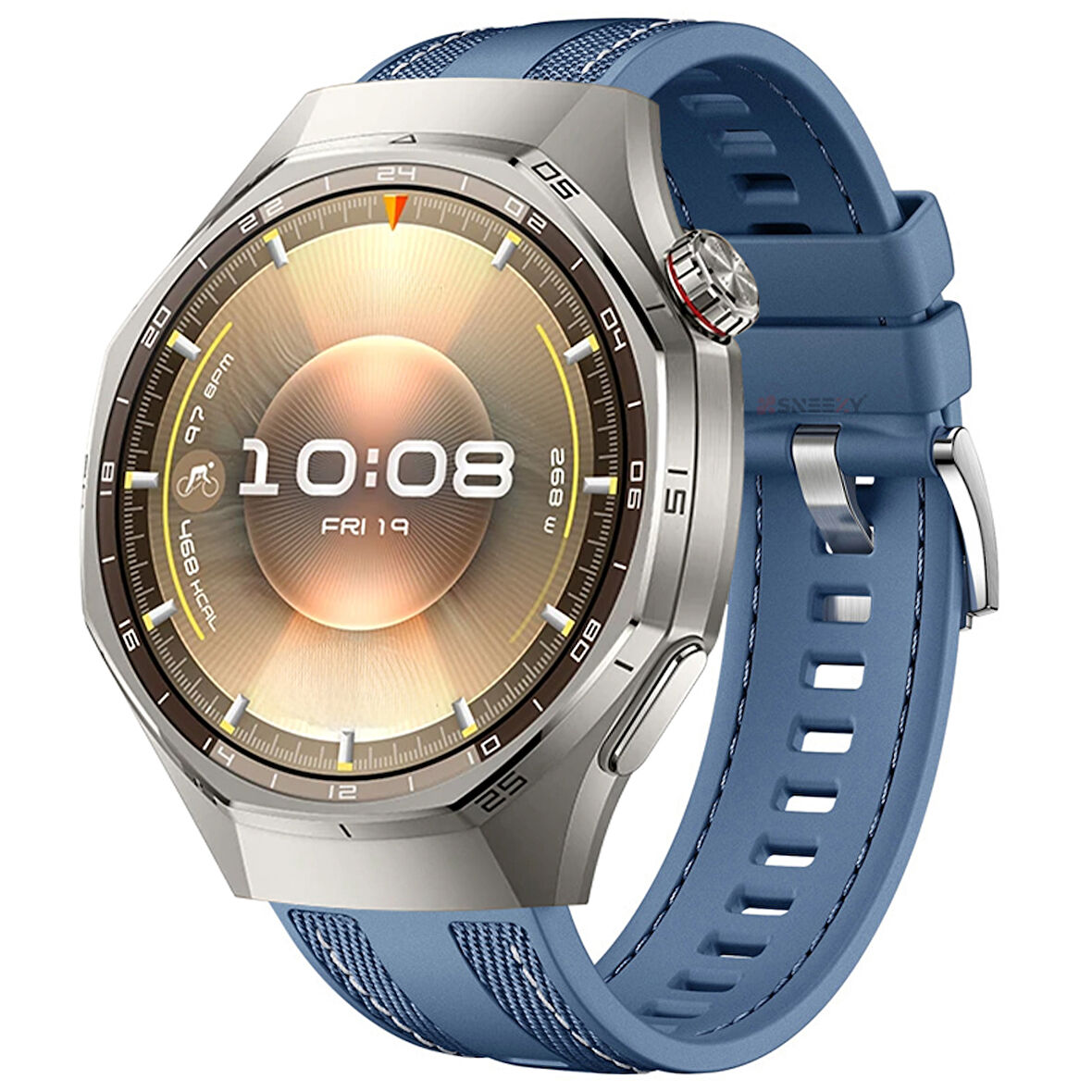 Sneezy Huawei Watch GT6 Pro 46mm ile Uyumlu Metal Tokalı Dikiş Detaylı Şık Dokuma Silikon Kordon