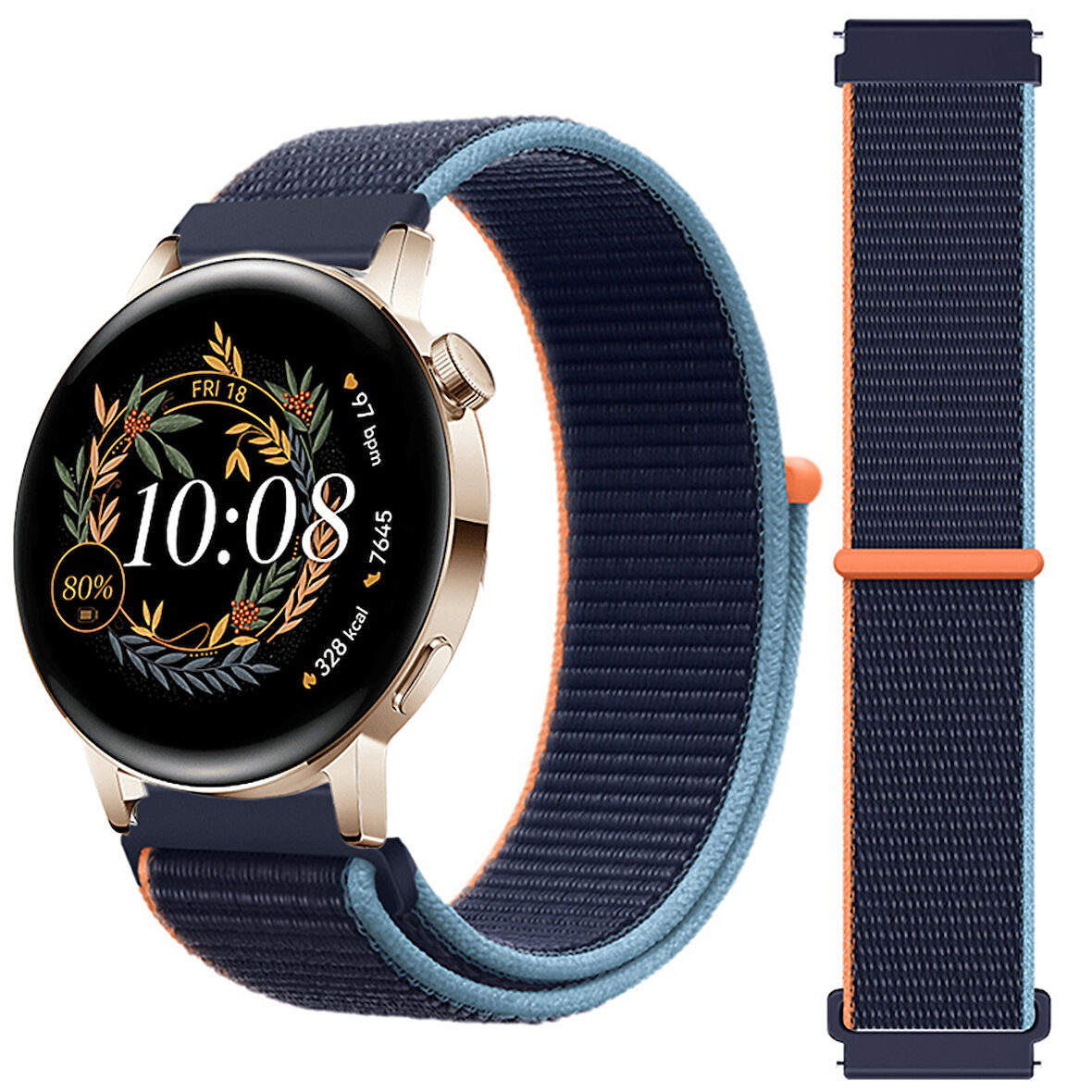 Huawei Watch GT3 42mm GT2 42mm İle Uyumlu Ayarlanabilir Cırt Cırtlı Yumuşak Spor Kumaş Örgü Kordon