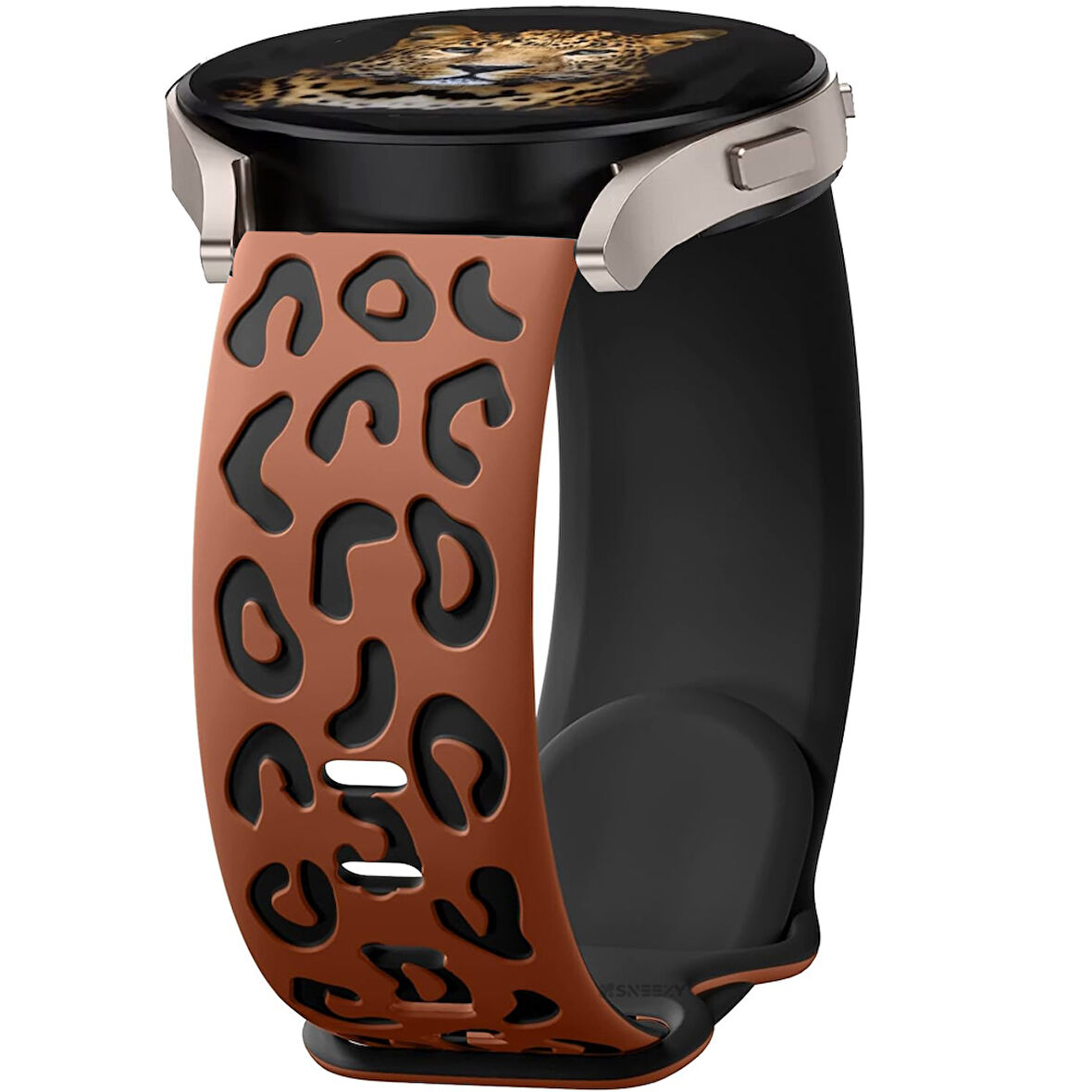 Samsung Galaxy Watch 4 5 Serisi ile Uyumlu Leopar Desenli Silikon Kordon Kayış