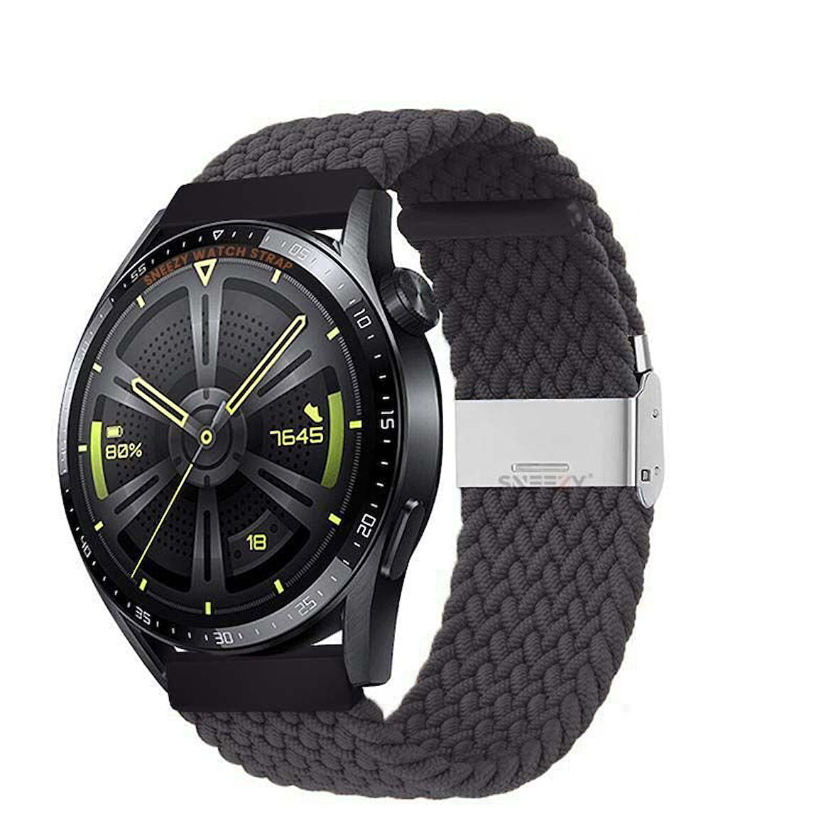 Sneezy Huawei Watch GT5 46mm İle Uyumlu 22mm Metal Klips Solo Fiberlink Örgü Kordon