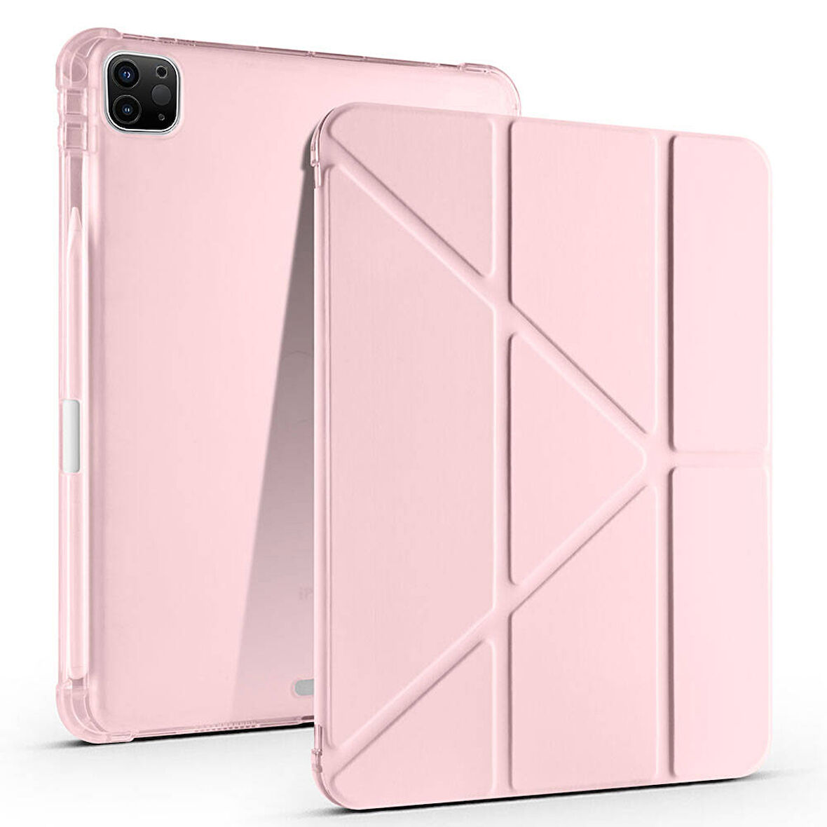 Apple iPad Pro 11 inç 2.Nesil 2020 Uyumlu Kılıf Üçgen Katlanabilir Kalem Şarj Bölmeli Kılıf