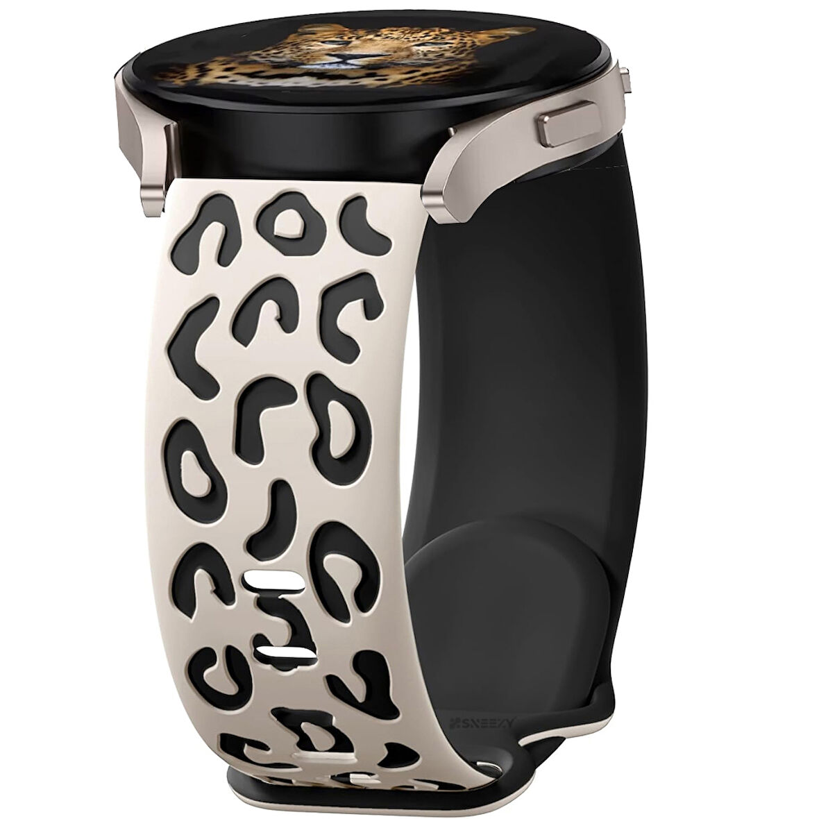 Samsung Galaxy Watch 6 7 Serisi ile Uyumlu Leopar Desenli Silikon Kordon Kayış