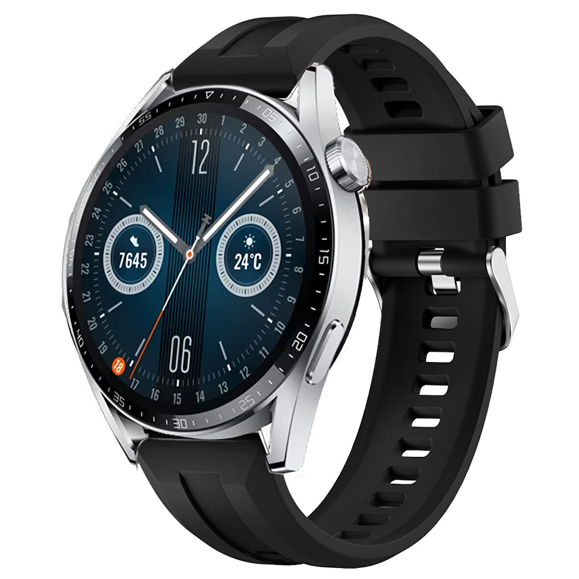 Sneezy Huawei Watch GT3 46mm GT2 46mm İle Uyumlu Spor Silikon Metal Tokalı Soft Saat Kordonu