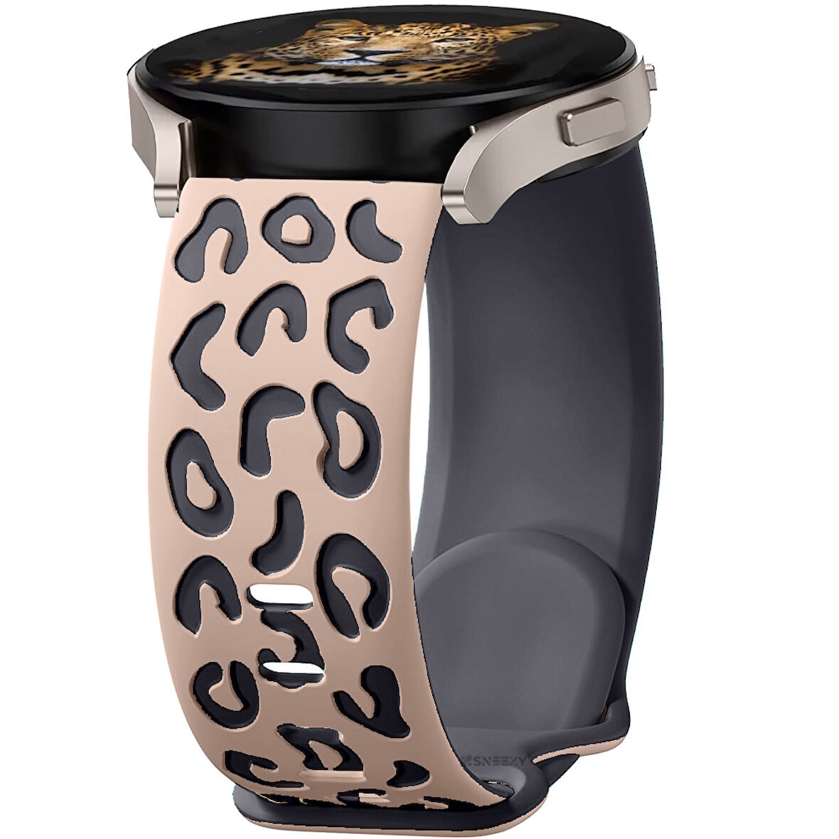 Samsung Galaxy Watch 4 5 Serisi ile Uyumlu Leopar Desenli Silikon Kordon Kayış