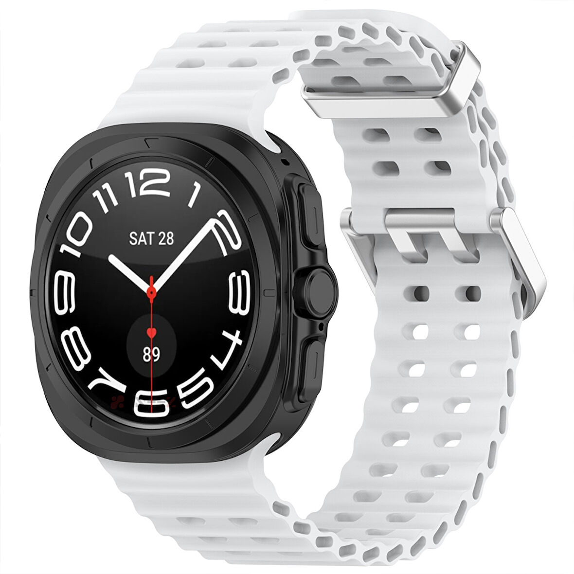 Samsung Galaxy Watch 7 Ultra İle Uyumlu AirFlow Metal Tokalı Yumuşak Soft Silikon Kordon 