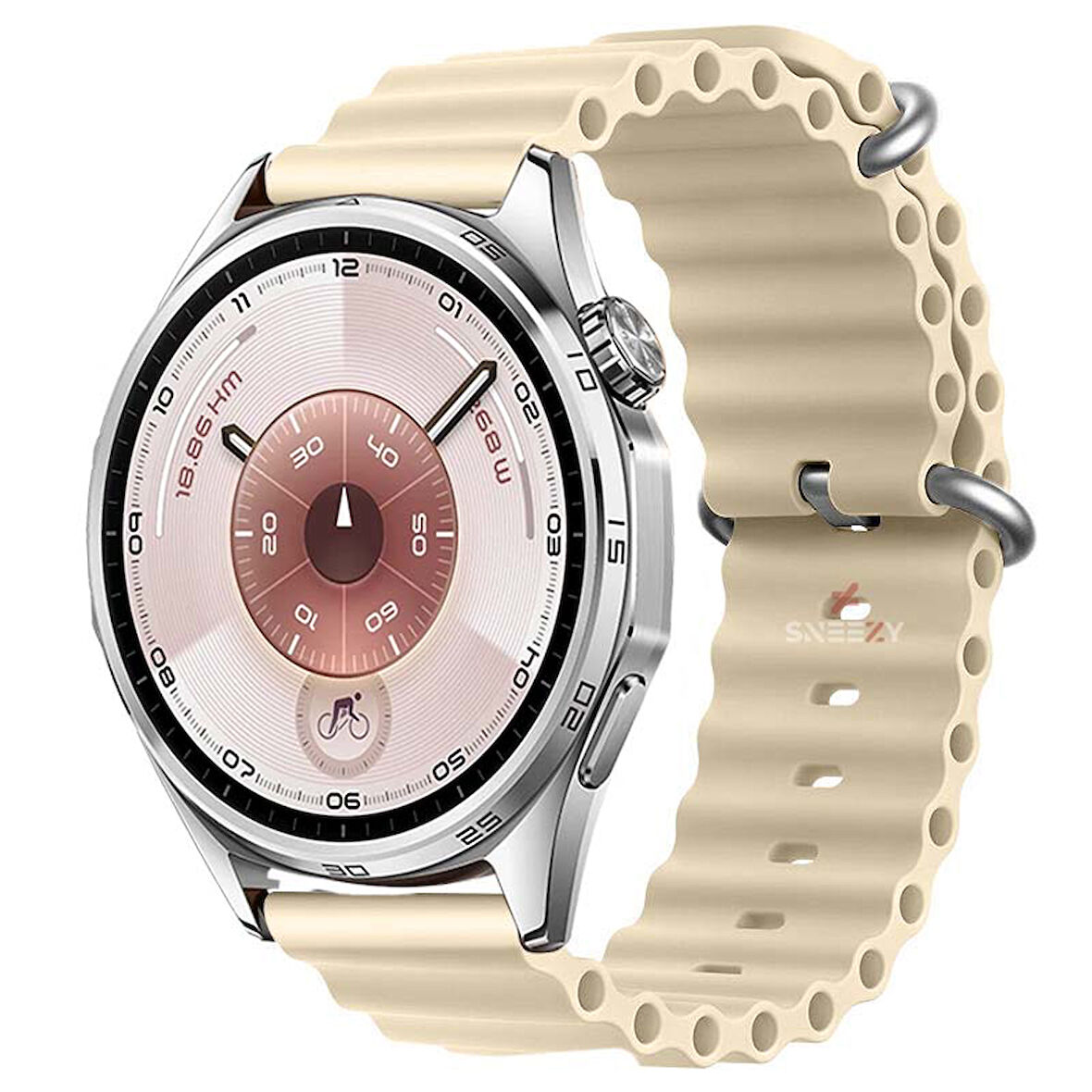 Huawei Watch GT6 46mm İle Uyumlu Dalga Desenli Tokalı Yumuşak Ocean Soft Silikon Kordon