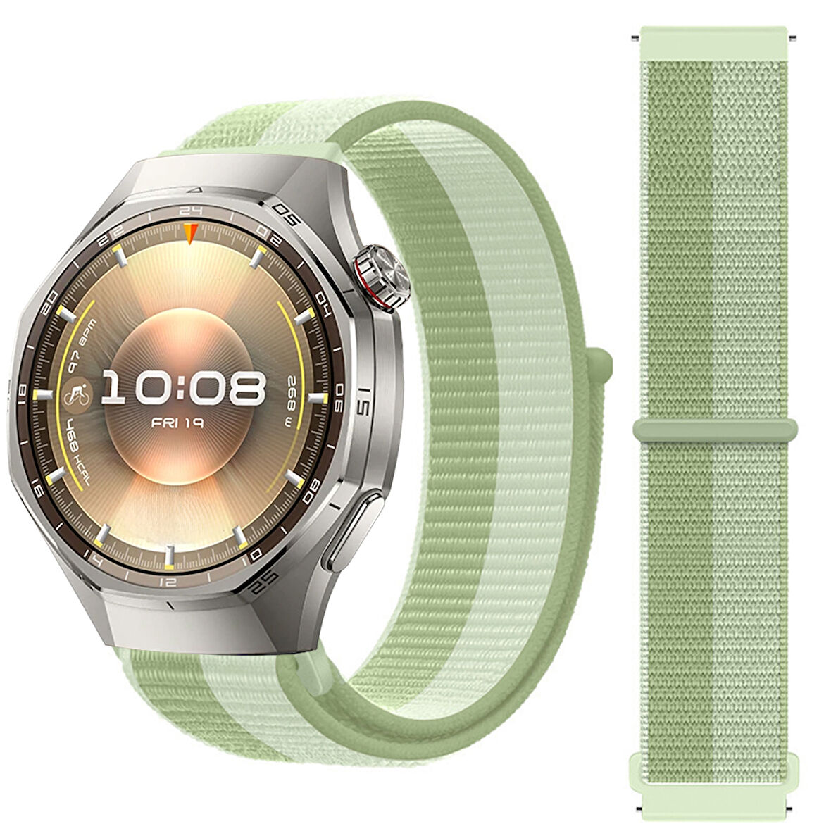 Huawei Watch GT6 Pro 46mm İle Uyumlu Ayarlanabilir Cırt Cırtlı Yumuşak Spor Kumaş Örgü Kordon