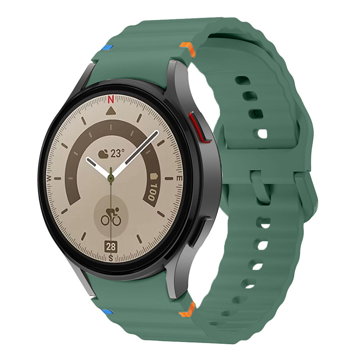 Samsung Galaxy Watch 5 Pro 45mm İle Uyumlu Metal Tokalı Dalgalı Spor Silikon Kordon